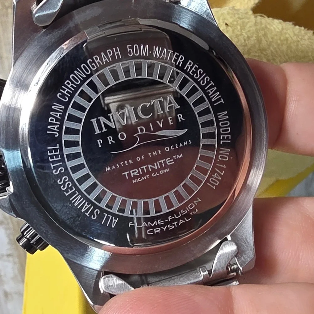 Invicta Pro Diver 17401 Mens Chronograph Black Dial Stainless Steel Watch 48mm